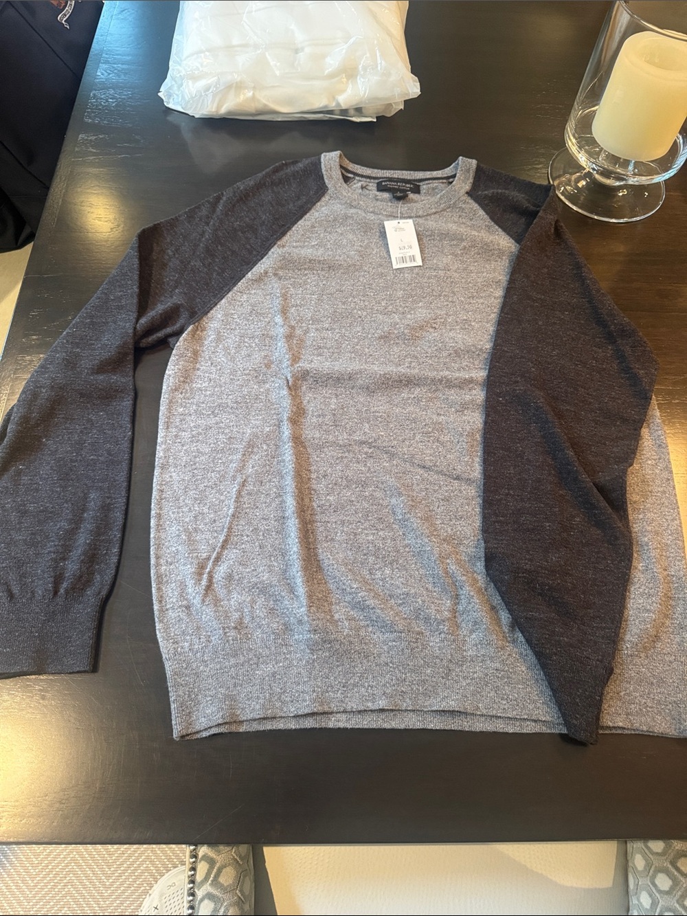 Banana Republic Two-Tone Crewneck Sweater - Gray & Charcoal